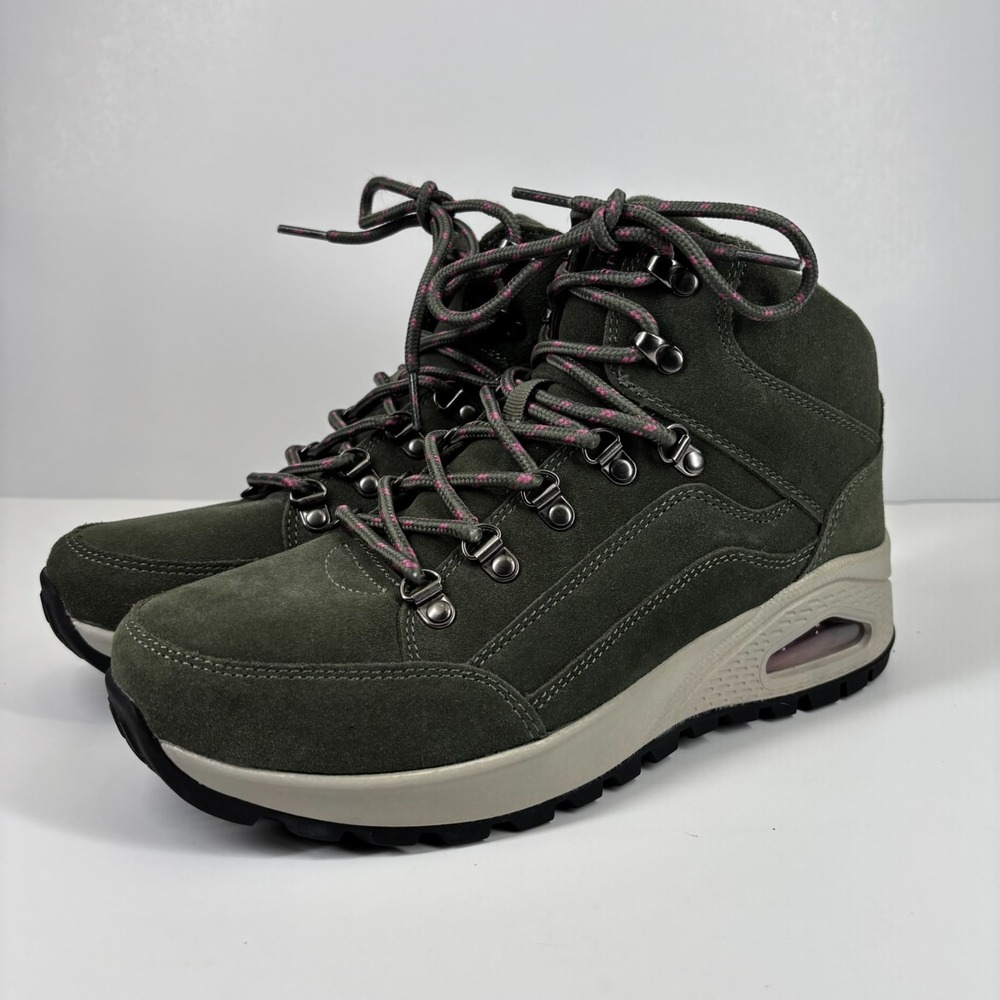 Skechers Uno Rugged Women's US 10 Olive Green Suede Hiking Fashion Sneaker Boots